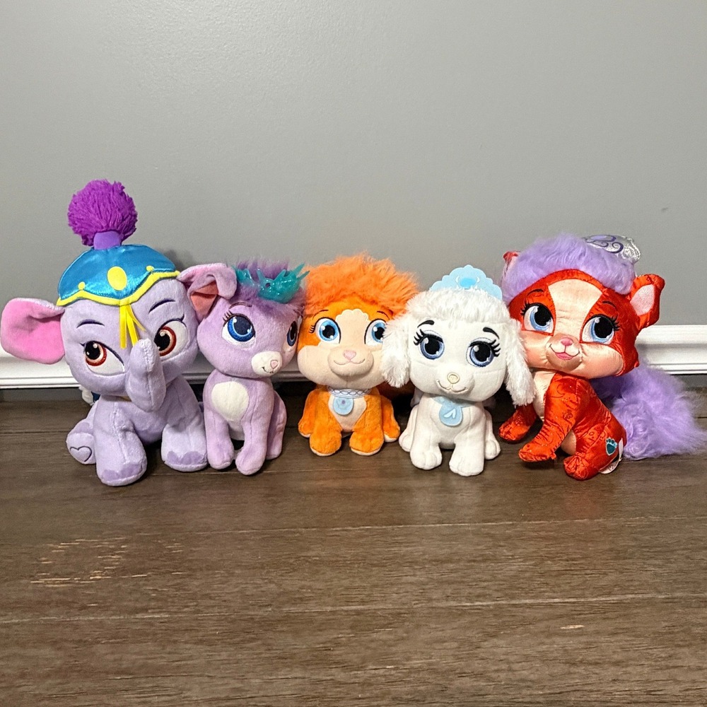 Disney Store Palace Pets Plush Lot Taj Sultan Treasure Stuffed Animal Bundle 5pc